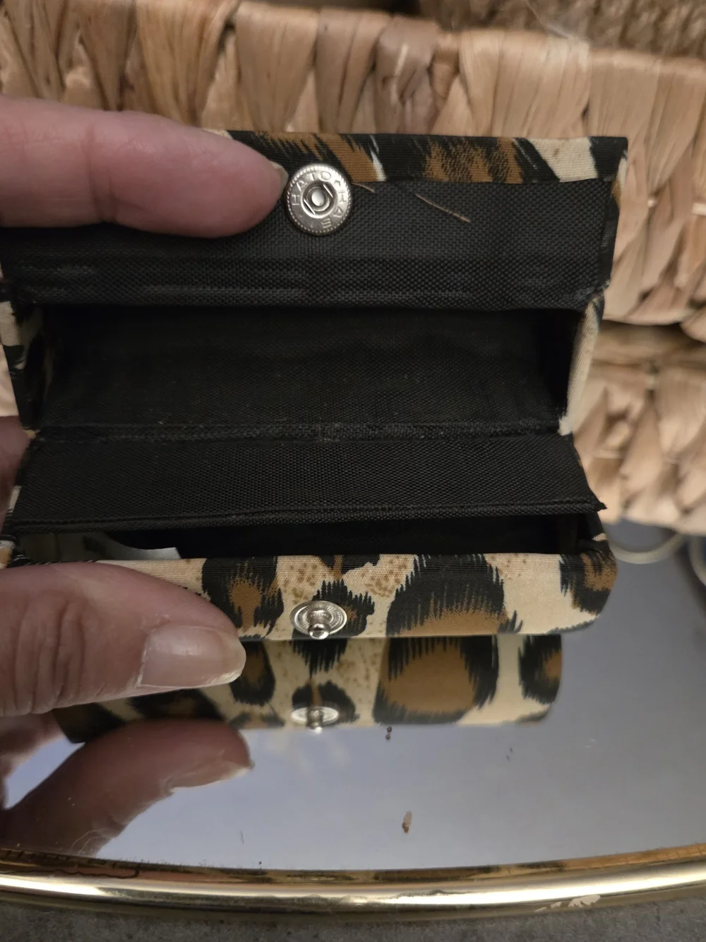 Leopard Print Double Lipstick Holder Travel Case Snap Closure